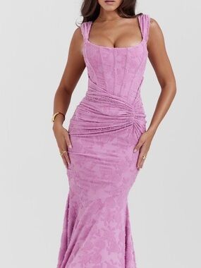 Cesca Floral Ruched High-Low Corset Dress